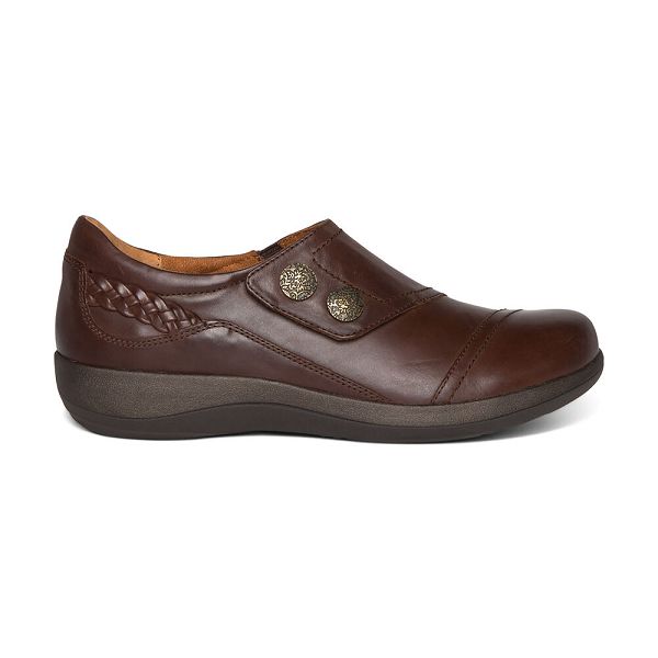 Aetrex Women's Karina Monk Strap Dress Shoes Brown Shoes UK 1594-201